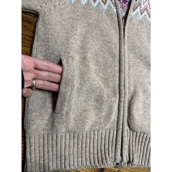 Columbia P46 Knit Sweater Women Sz M Ribbed Turtleneck Full Zip Cotton WoolNylon - Picture 7 of 9